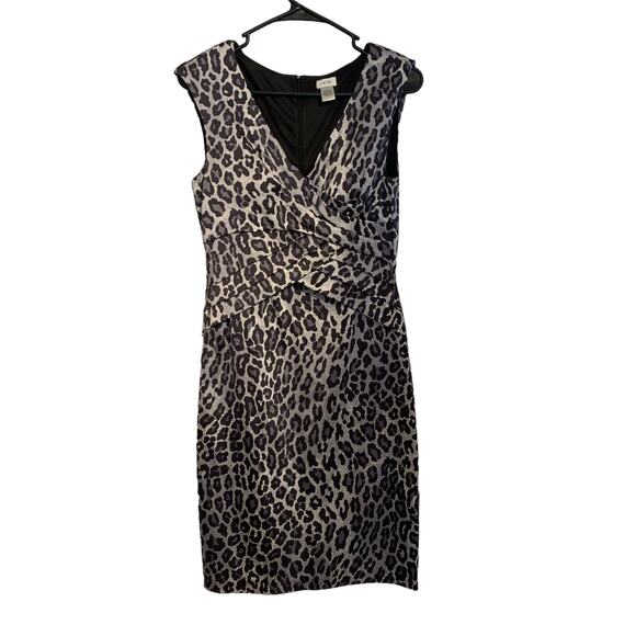 Cach'e Leopard Silver/Black/Gray Women's Size 6 Sleeveless  Lined Dress - Picture 1 of 7